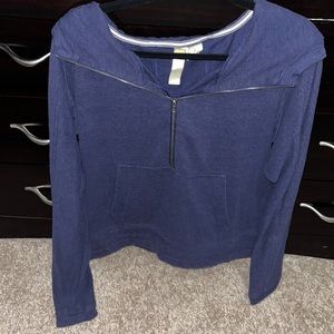 Navy Cropped Quarter Zip Hoodie